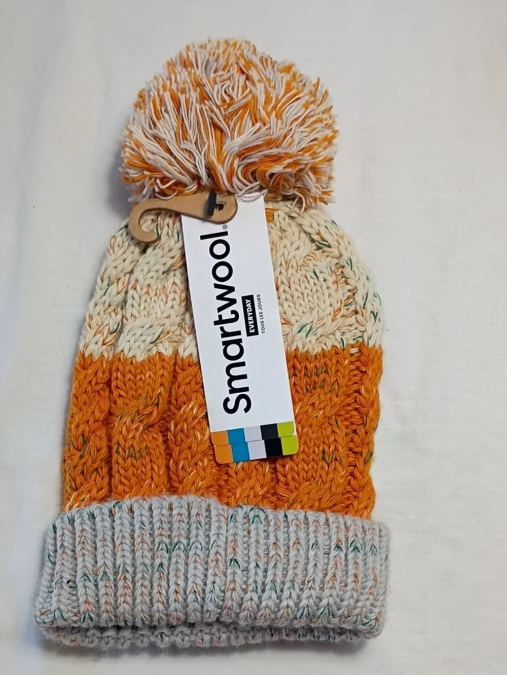 NWT Smartwool Girls Cable Knit Pom Beanie Isto Marmalade Size One Size Winter